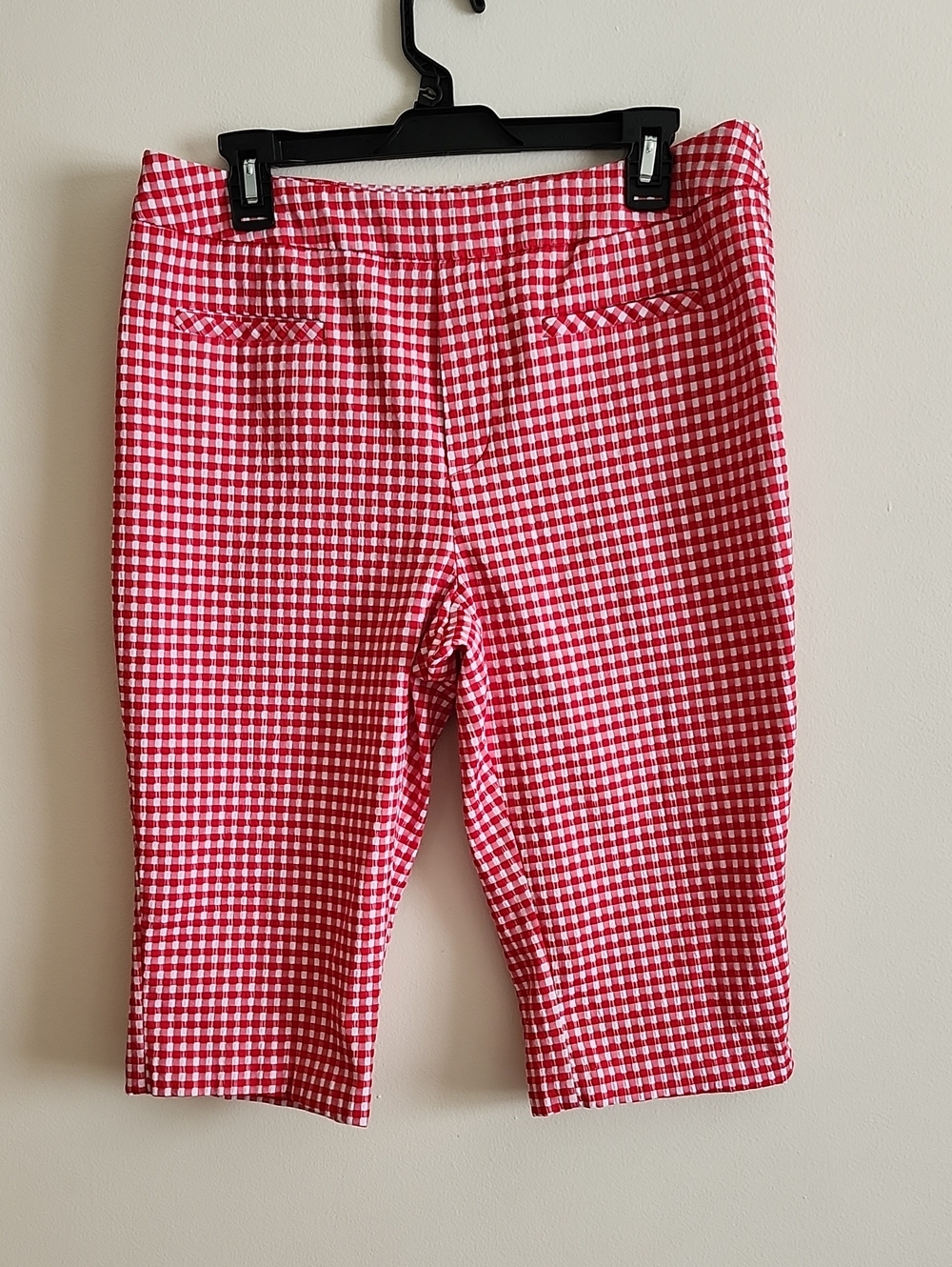 Cato Red White Gingham Capris Womens 14 Pull On